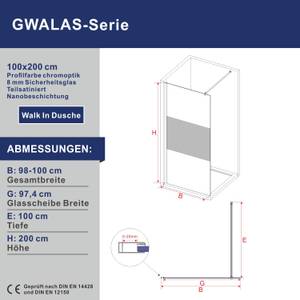 Walk in Dusche mit Nano teilsatiniert Breite: 100 cm