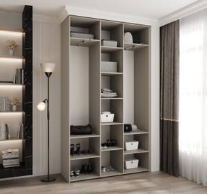 Drehtürenschrank Como 1 Beige - Schwarz - Hellgrau - 140 x 40 cm