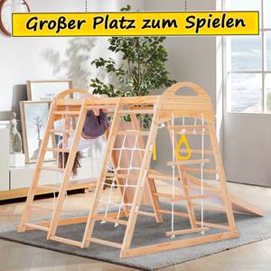 7-1 Klettergerüst Kletterspielzeug Set Braun - Holzwerkstoff - Massivholz - Textil - Holzart/Dekor - 120 x 120 x 140 cm