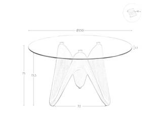 Esstisch runde gehärtetes Glas - 1126 150 x 150 cm