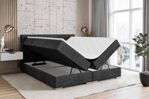 Boxspringbett IDRIKO Schwarz - Breite: 180 cm - H4