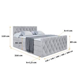 Boxspringbett AMAY KING Grau - Breite: 120 cm