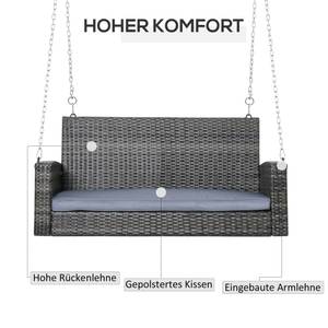 2-Sitzer Hollywoodschaukel  867-025LG Grau - Polyrattan - 65 x 60 x 127 cm