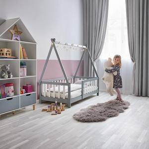 Kinder-/Juniorbett ADELIA Grau - Massivholz - 147 x 133 x 75 cm