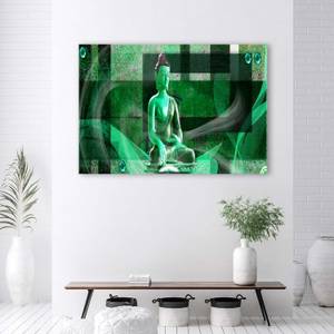 Leinwandbilder Buddha Zen Grün Orient 90 x 60 cm