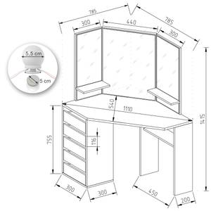 Eckschminktisch Arielle 34016 Weiß - Holzwerkstoff - 110 x 141 x 54 cm