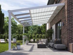 Terrassenüberdachung Klarglas mit LEDs Weiß - Metall - 700 x 215 x 400 cm