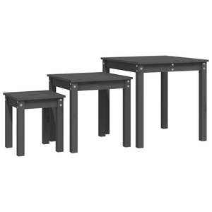 Beistelltische 3er Set D167 Grau - Massivholz - 55 x 55 x 55 cm