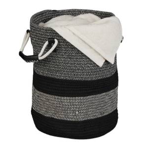 Panier de rangement en coton Noir - Gris - Blanc - Matière plastique - Textile - 43 x 40 x 33 cm