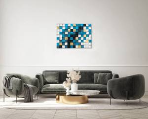 Holzbild Schimmerndes Meer Blau - Kunststoff - Holz teilmassiv - 100 x 70 x 5 cm