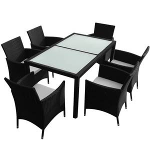 Garten-Essgruppe (7-teilig) 296279-2 Schwarz - Kunststoff - Polyrattan - 90 x 75 x 150 cm