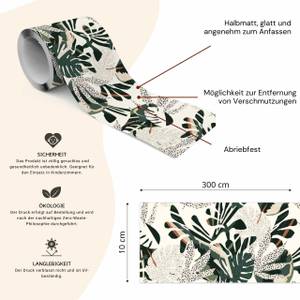 Tapetenbordüre Monstera BLÄTTER Pflanzen Beige - Schwarz - Grün - Papier - Textil - 10 x 300 x 300 cm