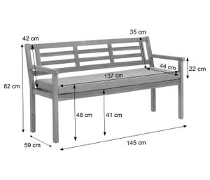 Gartenbank N47 Braun - Holzart/Dekor - Holz teilmassiv - 145 x 82 x 59 cm