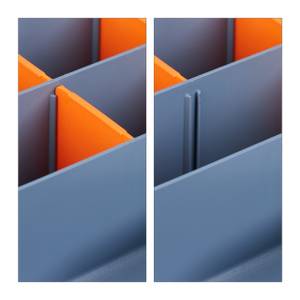 Sortierbox 3er Set Grau - Orange - Kunststoff - 32 x 6 x 24 cm