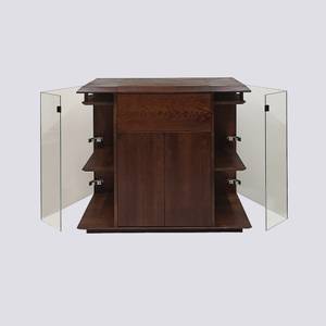 Barschrank mit Gläserhalterung CARMEN Braun - Massivholz - Holzart/Dekor - 120 x 100 x 50 cm