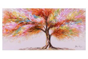 Tableau peint Magic Blossom Tree Bois massif - Textile - En partie en bois massif - 120 x 60 x 4 cm