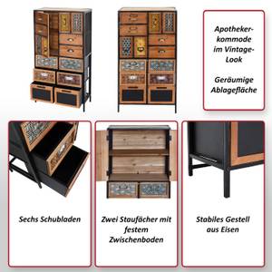 Apothekerkommode L38 Holzwerkstoff - Metall - Holzart/Dekor - Holz teilmassiv - 62 x 120 x 33 cm