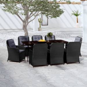 Garten-Essgruppe (9-teilig) 3013426-4 Schwarz - Metall - 100 x 74 x 200 cm