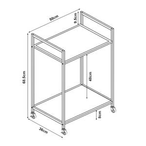 Servierwagen Lesja Schwarz - Metall - 50 x 69 x 36 cm