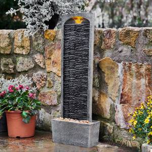 Fontaine de jardin cascade extérieur Gris - Matière plastique - Pierre - 22 x 98 x 34 cm