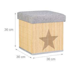 Tabouret de rangement pliant cube Marron - Gris - Bambou - Bois manufacturé - Matière plastique - 36 x 36 x 36 cm