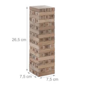 Wackelturm Holz mit Zahlen Braun - Holzwerkstoff - 8 x 27 x 8 cm