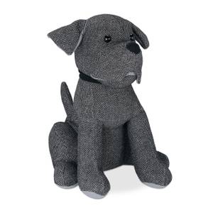 Stoff Türstopper Hund Schwarz - Grau - Naturfaser - Textil - 17 x 28 x 19 cm