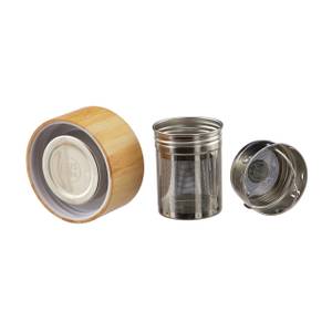 Teebereiter Bambus 500ml Braun - Silber - Bambus - Glas - Metall - 7 x 24 x 7 cm