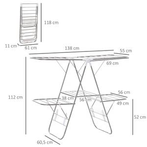 Wäscheständer 850-140 Silber - Metall - 61 x 112 x 138 cm