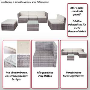 Poly-Rattan-Garnitur D24 Cremeweiß - Grau