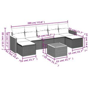 Gartensitzgruppe K6299(8-tlg) Schwarz - Massivholz - 69 x 62 x 55 cm