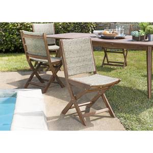 Lot de 2 chaises jardin Marron - Cuir synthétique - 58 x 90 x 46 cm