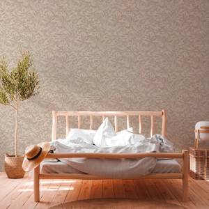 Florale Vliestapete 3D Beige Braun Beige