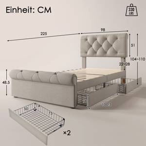 Polsterbett mit 2 Schubladen Apollo Ⅳ 98 x 104 x 225 cm