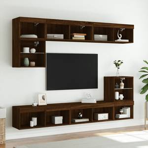 TV-Schrank mit LED-Leuchten D842 Eiche Schwarzbraun Dekor