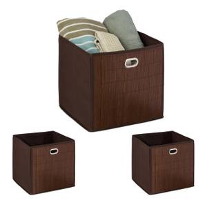 3x paniers de rangement en bambou haut Marron - Marron foncé