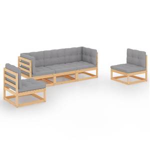 Garten-Lounge-Set (5-teilig) 3009893-2 Grau - Holz
