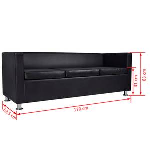 Sofa 3002824-3 (2-teilig) Schwarz - Kunstleder - 170 x 63 x 62 cm