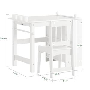 1 x Kindertisch + 1 x Stuhl KMB60-W Weiß - Holzwerkstoff - Holzart/Dekor - 80 x 65 x 54 cm