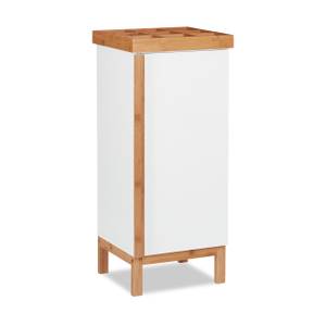 Badschrank mit Organizer weiß Braun - Weiß - Bambus - Holzwerkstoff - 35 x 80 x 30 cm