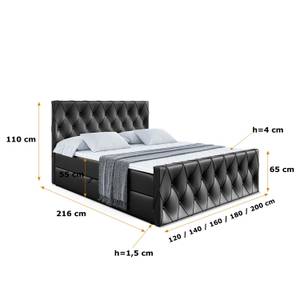 Boxspringbett - AMAY Hochglanz Schwarz - Breite: 180 cm - H4