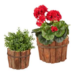 Lot de 2 pots de fleurs en bois Marron - Bois manufacturé - Matière plastique - 20 x 14 x 20 cm