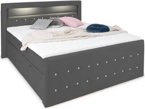 Bett Girona 1 mit Kristallen und LED Anthrazit - Breite: 160 cm