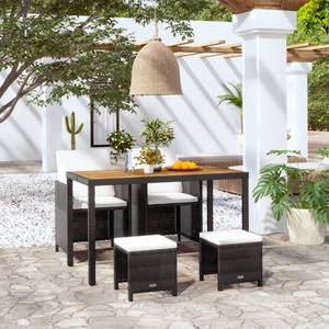 Garten-Essgruppe (5-teilig) 3012315-1 Weiß - Kunststoff - Polyrattan - 60 x 74 x 123 cm