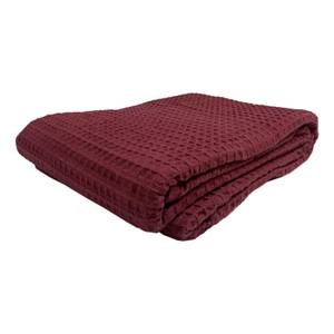 Plaid rouge 130x170cm coton effet gaufré Rouge - Textile - 170 x 1 x 130 cm