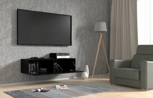 Meuble TV BINGO 120x40x30 Noir - Bois manufacturé - Matière plastique - 120 x 30 x 40 cm