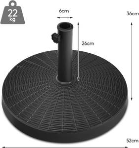 Terrassenschirmständer AB92073DE Schwarz - Kunststoff - 52 x 36 x 52 cm