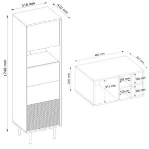 Regale LOFTY Weineinlage Schwarz - Eiche Dekor