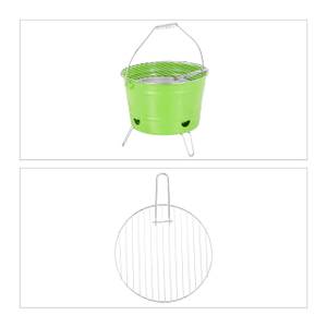 Minibarbecue rond Vert - Argenté - Métal - 30 x 40 x 36 cm