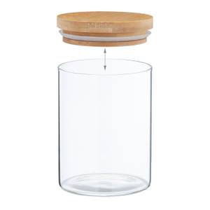 Lot de 3 bocaux en verre avec couvercle Marron - Bambou - Verre - Matière plastique - 10 x 13 x 10 cm